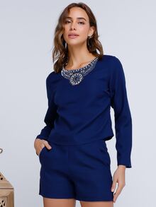 Women Two-piece Outfits - Màu xanh hải quân - Xem 3