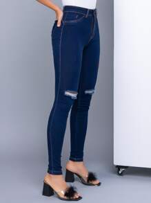 Women Jeans - 藍色 - 查看 4