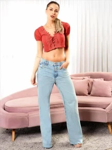 Women Tops - 紅色 - 查看 3