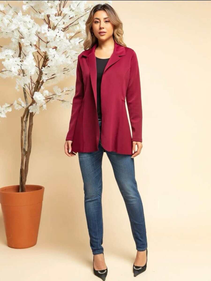 Women Blazers - 酒紅色 - 查看 1