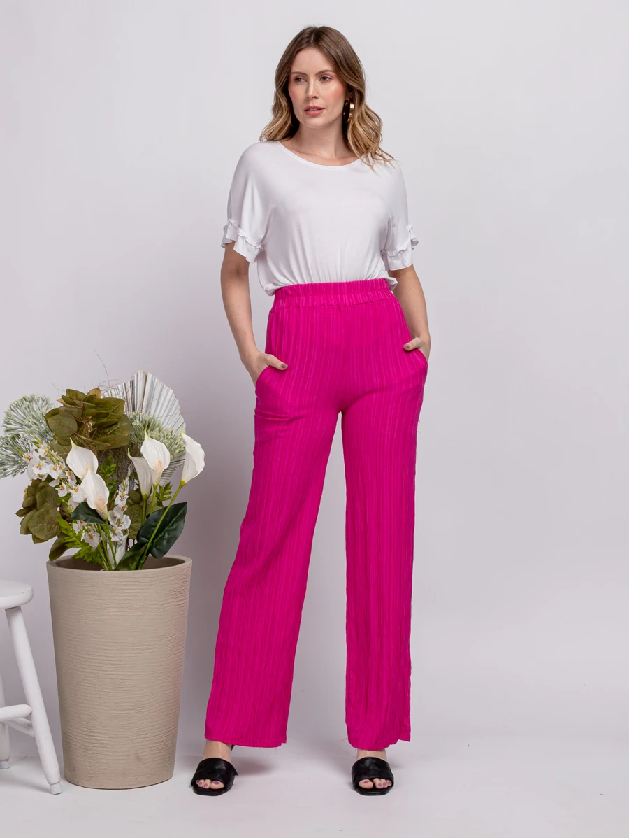 Women Pants - 玫紅色 - 查看 1