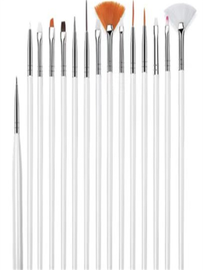 Kit 15 Pincéis Decoração Unhas Nail Art Pincel Profissional
