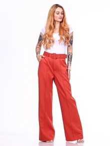 Women Suit Pants - Watermelon Pink - View 7