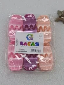 Kit 12 Small Black Colored Transparent Hair Clips A Dozen 2*2CM - Pink - View 1