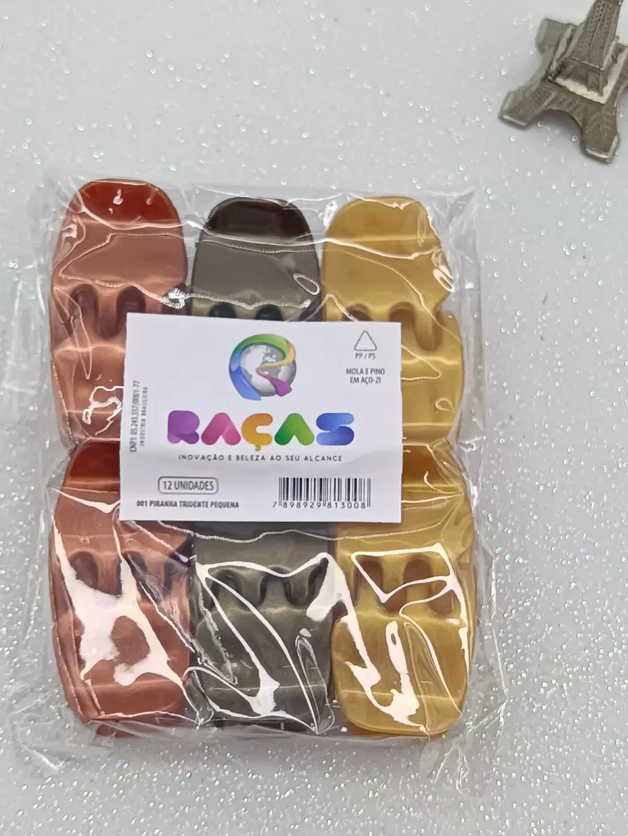 Kit 12 Small Black Colored Transparent Hair Clips A Dozen 2*2CM - Coffee - View 1