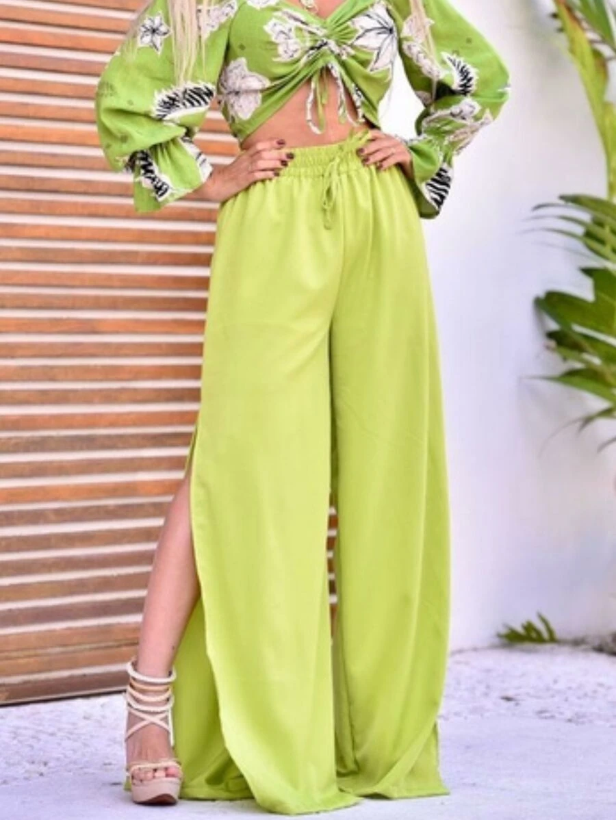 Women Pants - Lime Green - View 1