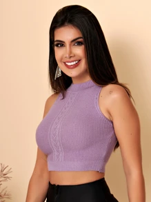Women Knit Tops - 藕粉色 - 查看 5