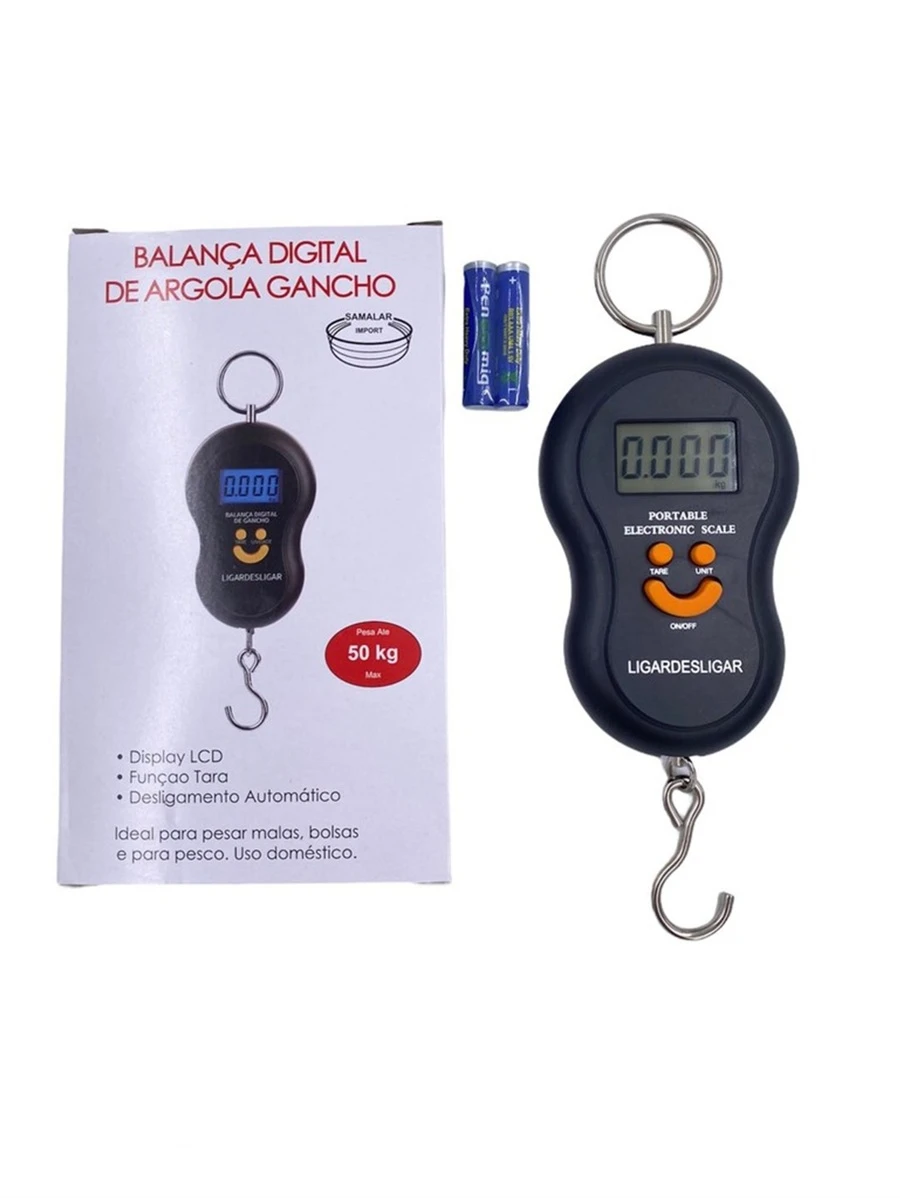 Balança Pêndulo Digital 50kg Para Pesar Malas Viagem - Preto - Visão 1