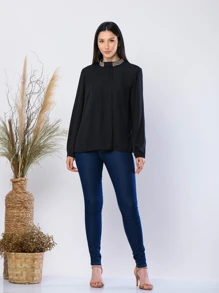 Women Blouses - 黑色 - 查看 1
