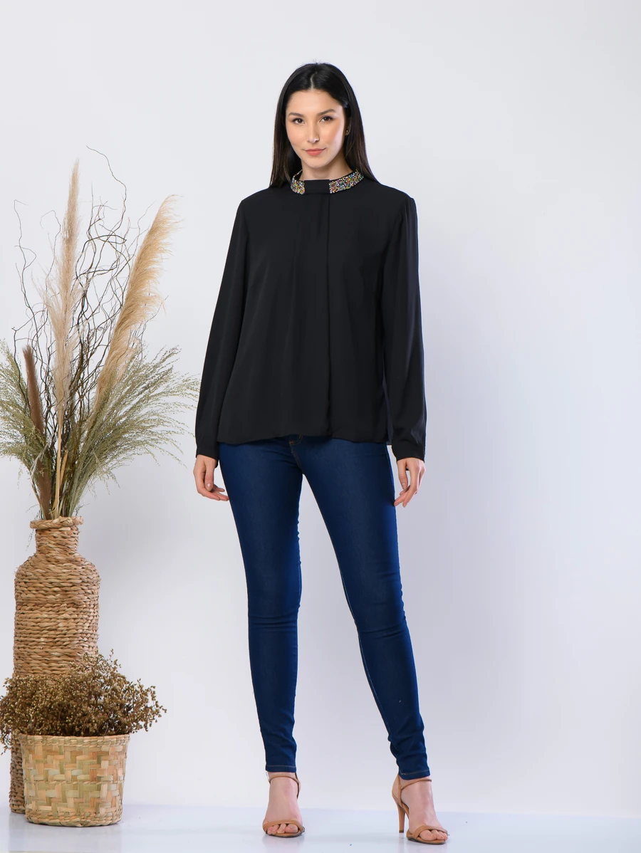 Women Blouses - 黑色 - 查看 1