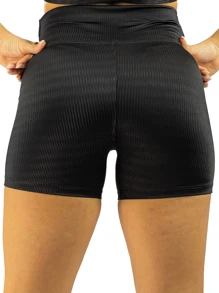 Women Sports Shorts - 黑色 - 查看 2