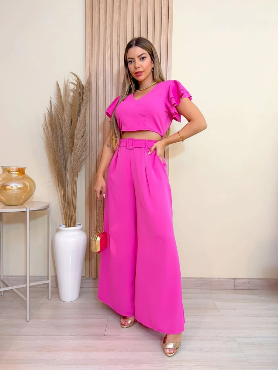 Women Two-piece Outfits - Hot Pink - View 1