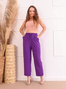 Women Pants - 紫色 - 查看 3