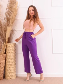 Women Pants - 紫色 - 查看 5