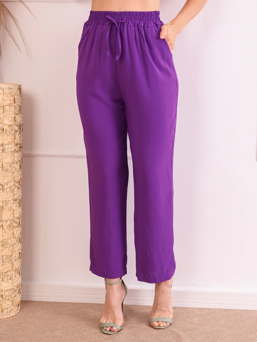 Women Pants - 紫色 - 查看 1