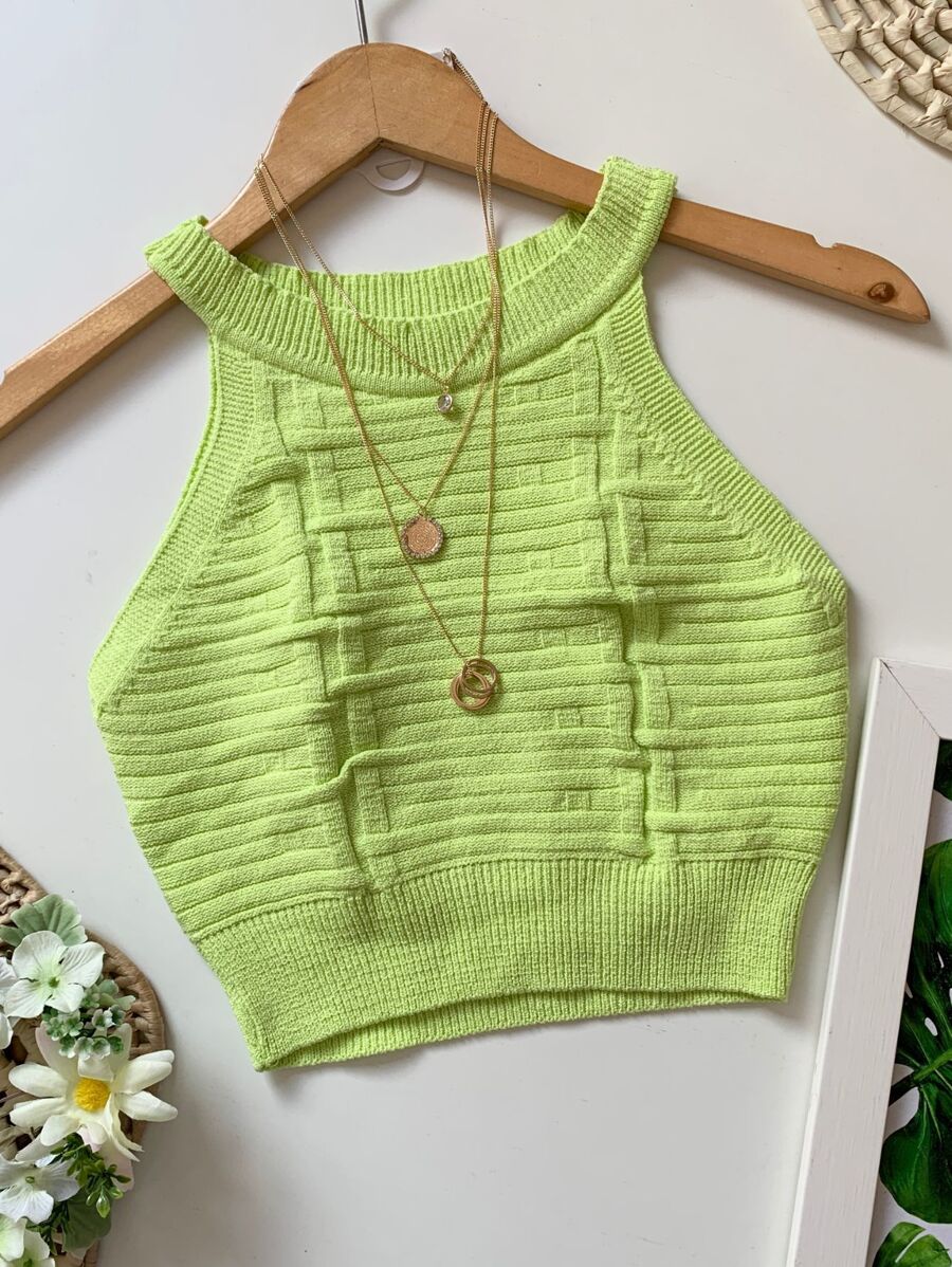 Women Knit Tops - Màu xanh Bạc hà - Xem 1