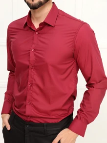 Men Shirts - Burgundy - View 4