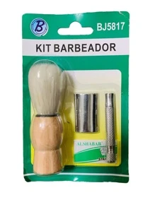 Kit Aparelho De Barbear Retro Antigo Com Pincel - Multicolorido - Visão 1