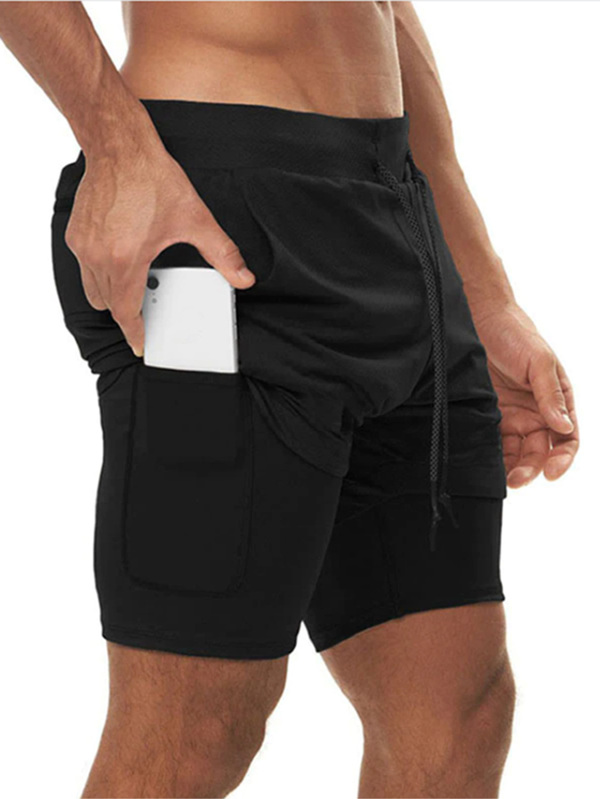 Pantalones cortos deportivos de camuflaje para hombre, 2 en 1, de secado rápido, para entrenamiento, gimnasio, Fitness, Jogging, Verano
