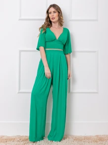 Women Two-piece Outfits - 橄欖綠 - 查看 1