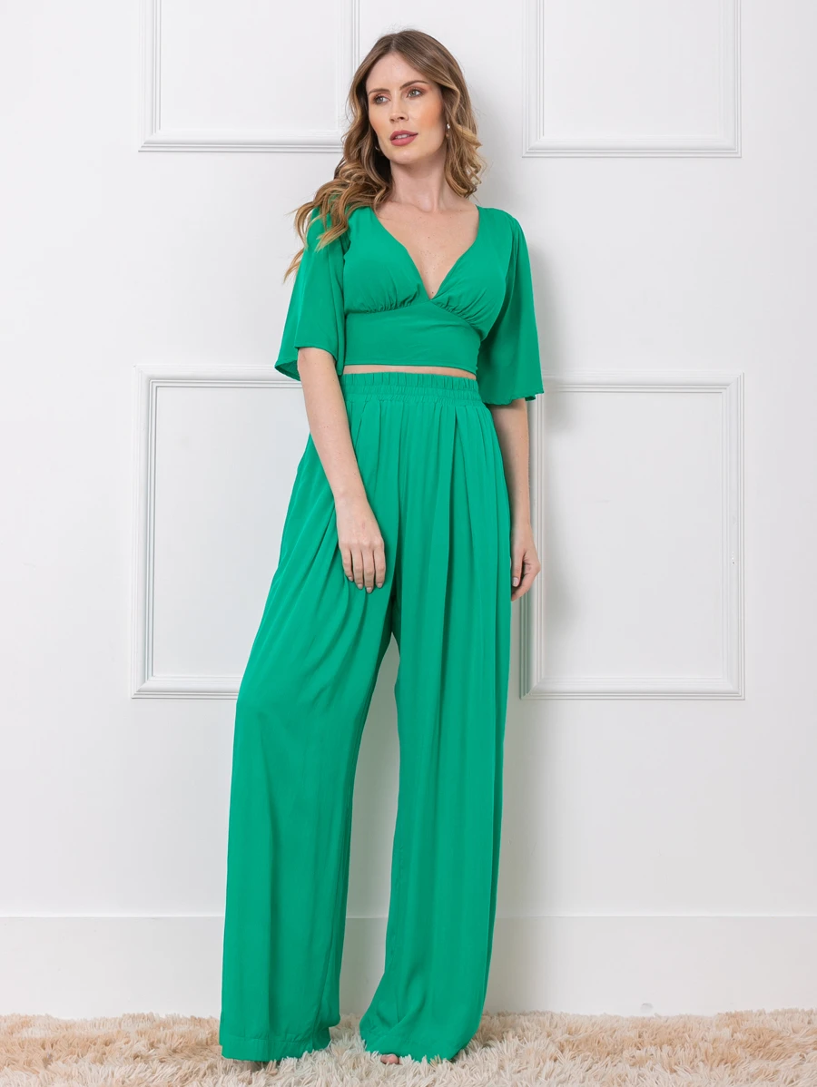 Women Two-piece Outfits - 橄欖綠 - 查看 1
