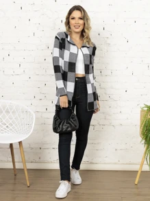 Women Cardigans - 黑與白 - 查看 5