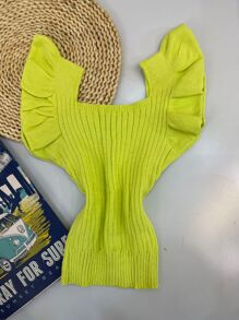 Women Knit Tops - 芥末黃 - 查看 1