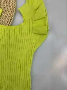 Women Knit Tops - 芥末黃 - 查看 2