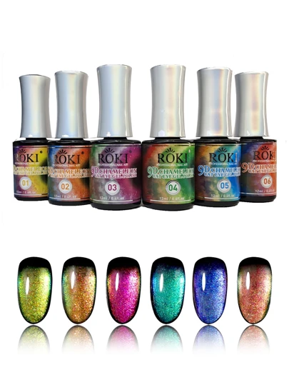 Gama 6 Piezas Geles Ojo De Gato Camaleón Para Uñas 12ml