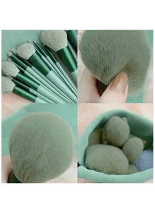 13 Pcs Professional Makeup Brushes Brush Set - Green - View 5