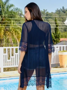 Women Kimonos - Màu xanh hải quân - Xem 2