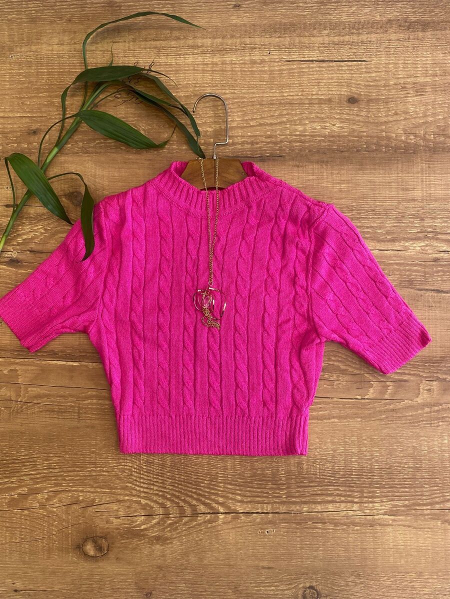Women Knit Tops - 玫紅色 - 查看 1