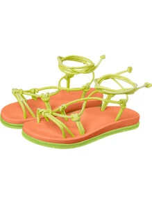 Women Flat Sandals - Màu xanh chanh - Xem 1