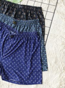 Kit 3  Canção Underwear Comfortable Men's Sleep Shorts Boxer - Assorted Prints And Colors - Nhiều màu - Xem 9