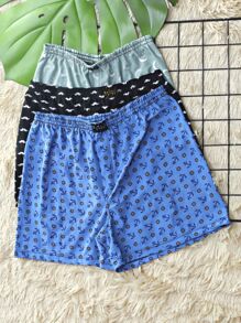 Kit 3  Canção Underwear Comfortable Men's Sleep Shorts Boxer - Assorted Prints And Colors - Nhiều màu - Xem 7