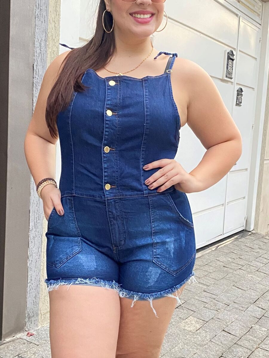 Plus Size Denim Overalls