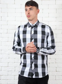 Men Shirts - 黑與白 - 查看 1