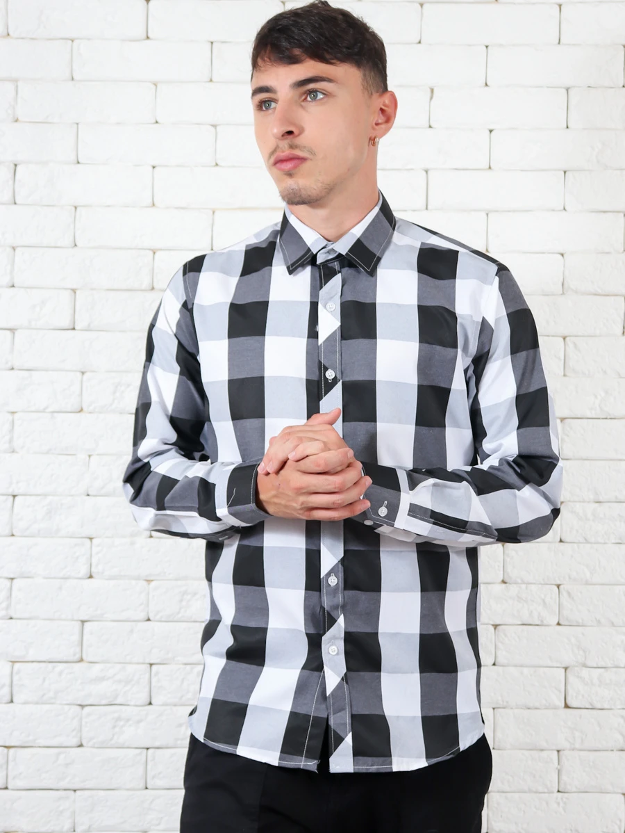 Men Shirts - 黑與白 - 查看 1