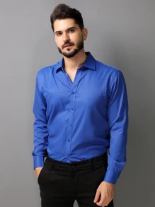 Men Shirts - 寶藍色 - 查看 1