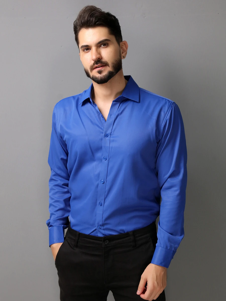 Men Shirts - 寶藍色 - 查看 1