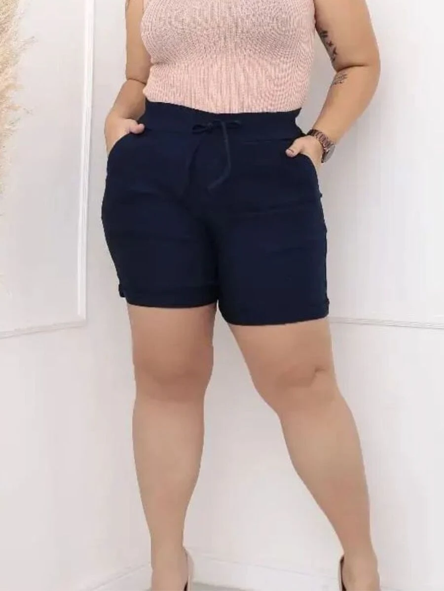 Plus Size Shorts - 藏蓝色 - 查看 1