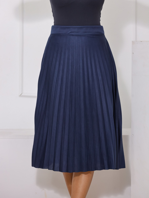 Saia Midi Plissada Moda Feminina Evangelica Elegante Cintura Alta