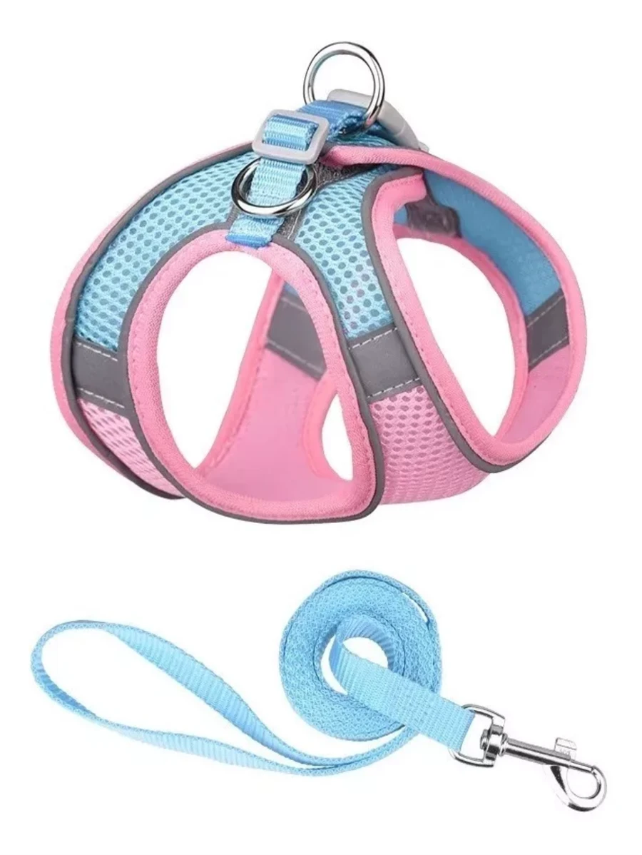 Comfortable Breathable Harness Chest With Leash For Dog Cat - Multicolor - View 1