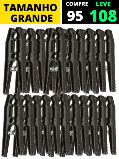 Prendedor De Roupas Kit 108 Unidades Pregador de Roupa Plástico Varal Grande Reforçado