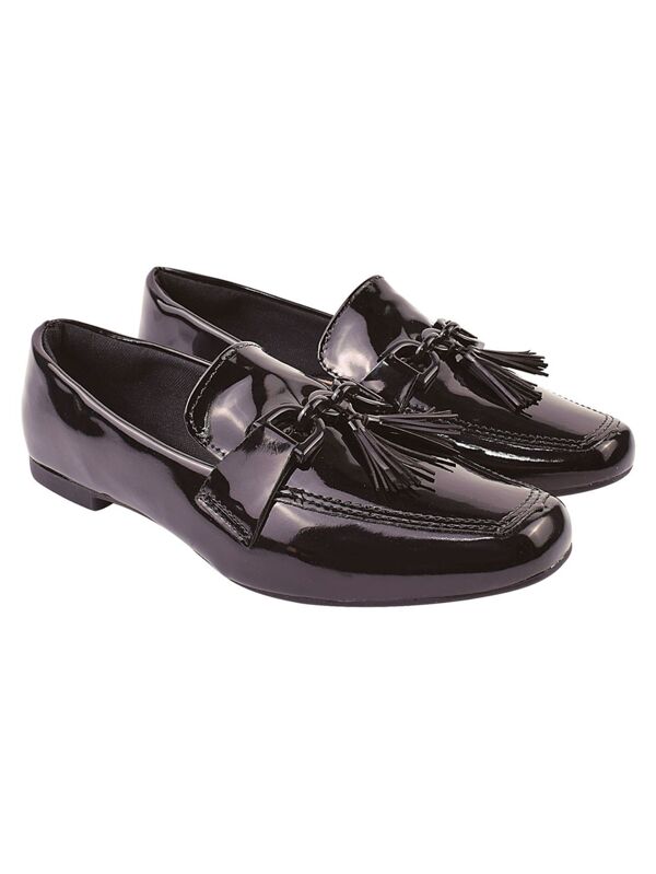 Mocassim Feminino Bico Quadrado em Verniz Super Inverno 2023 Cores Preto,Nude