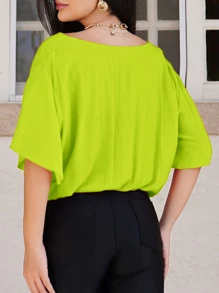 Women Blouses - 青檸色 - 查看 2