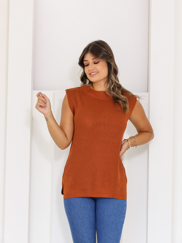 blusa trico moda lish colete feminina novo2023