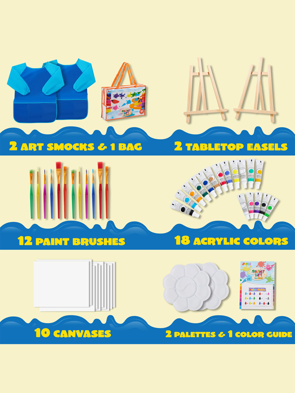JOYIN 48 Pieces Art Painting Supplies For Toddlers And Kids With 12