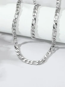 Cadena Figaro color plata, acero inoxidable - Plateado - Ver 1