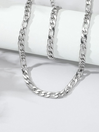 Cadena Figaro color plata, acero inoxidable